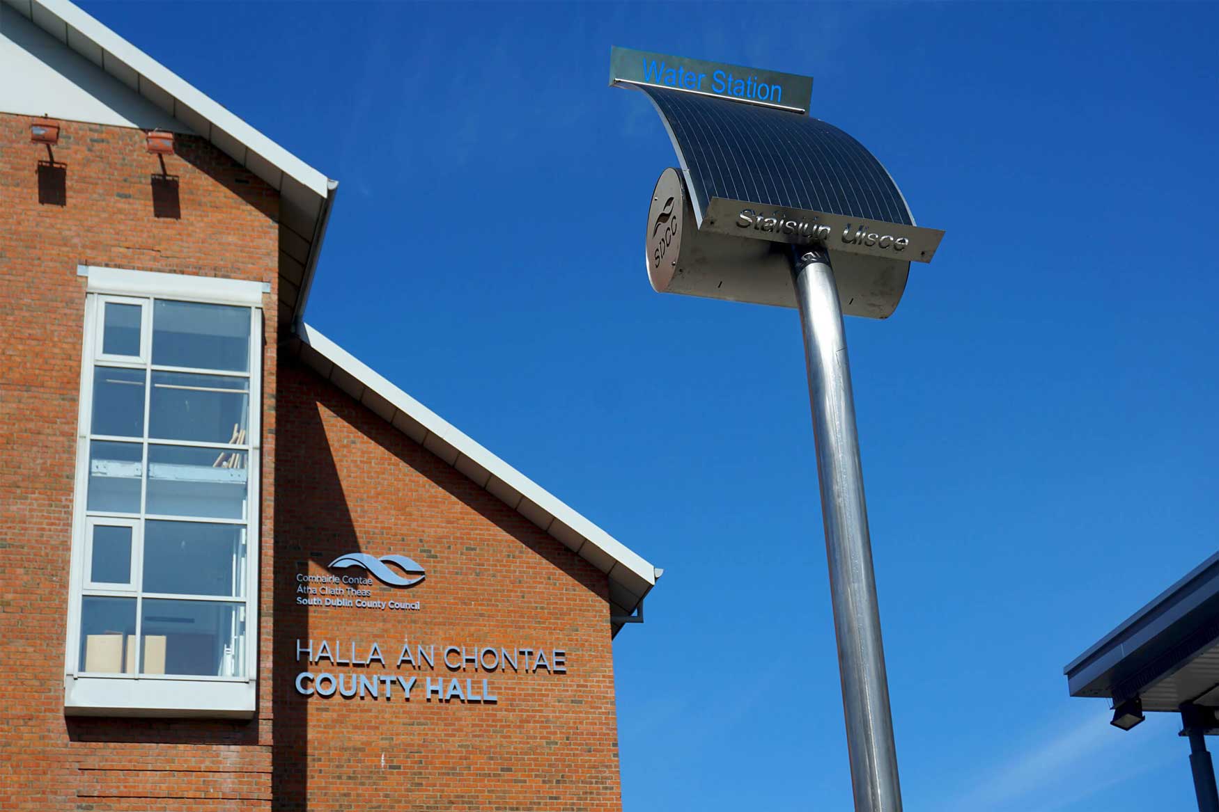 Solar Panel for Water Station in front of building